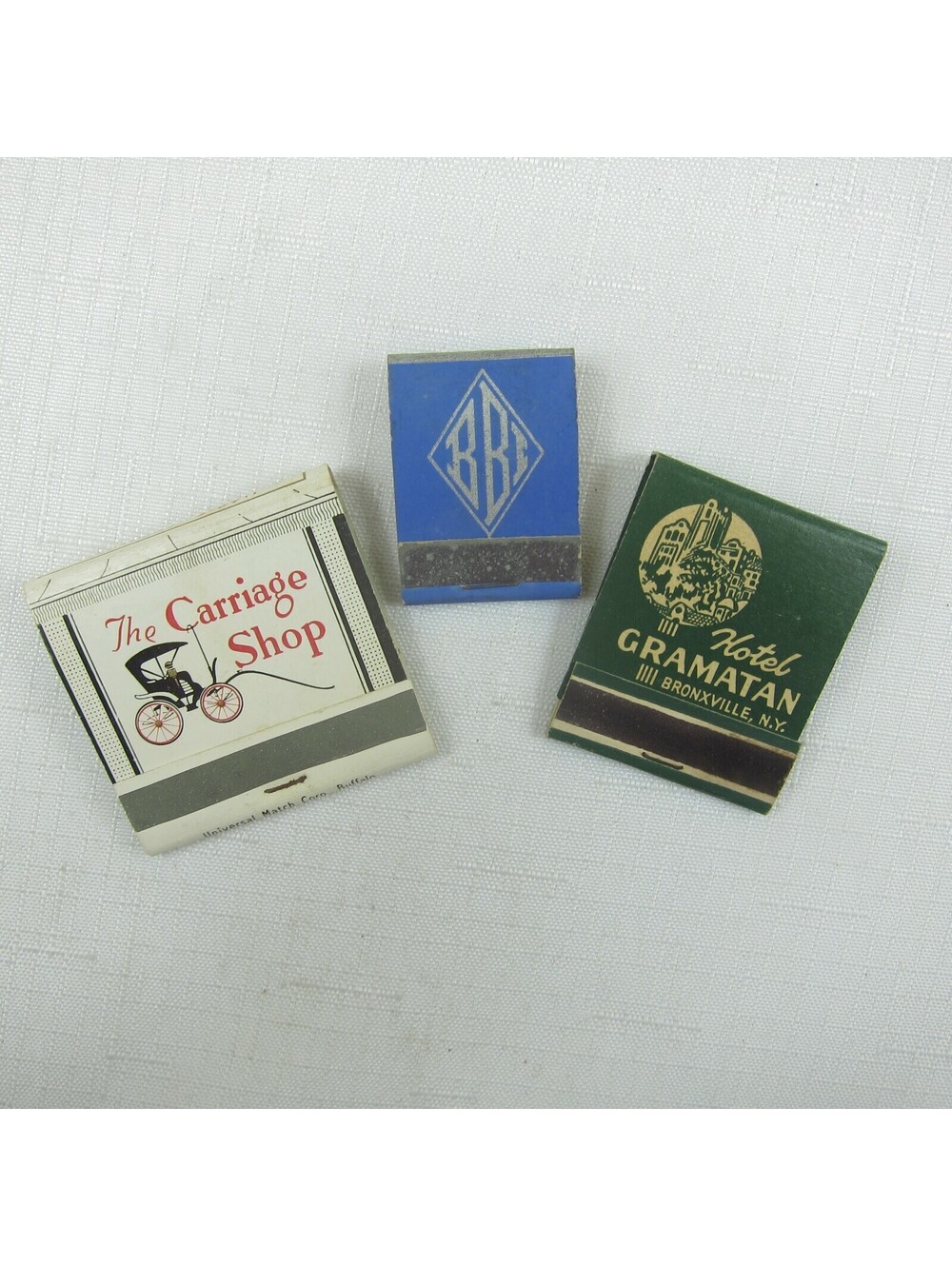 3 Vintage Matchbooks Park Hotel Carriage Shop Birch Brook Inn Hotel Gramatan NY